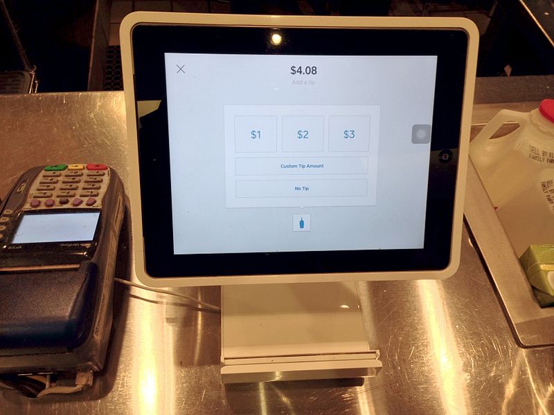 A Square Stand POS at a coffee shop