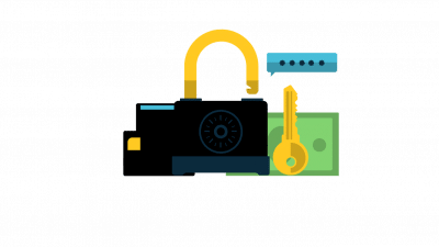 Illustration of a lock, key, and credit cards. Shows how you can reduce chargebacks with new technology like CB-ALERT.